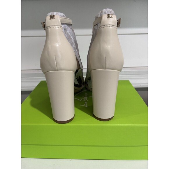 Sam Edelman Women's Yaro Block Heel Sandals Ivory Leather Size US 9 - Picture 3 of 7